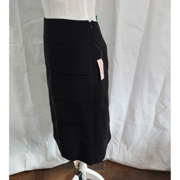 Jones Studio Separates Womens Tiered Skirt Size 14 Black Poly Lined Straight NWT - Picture 4 of 11